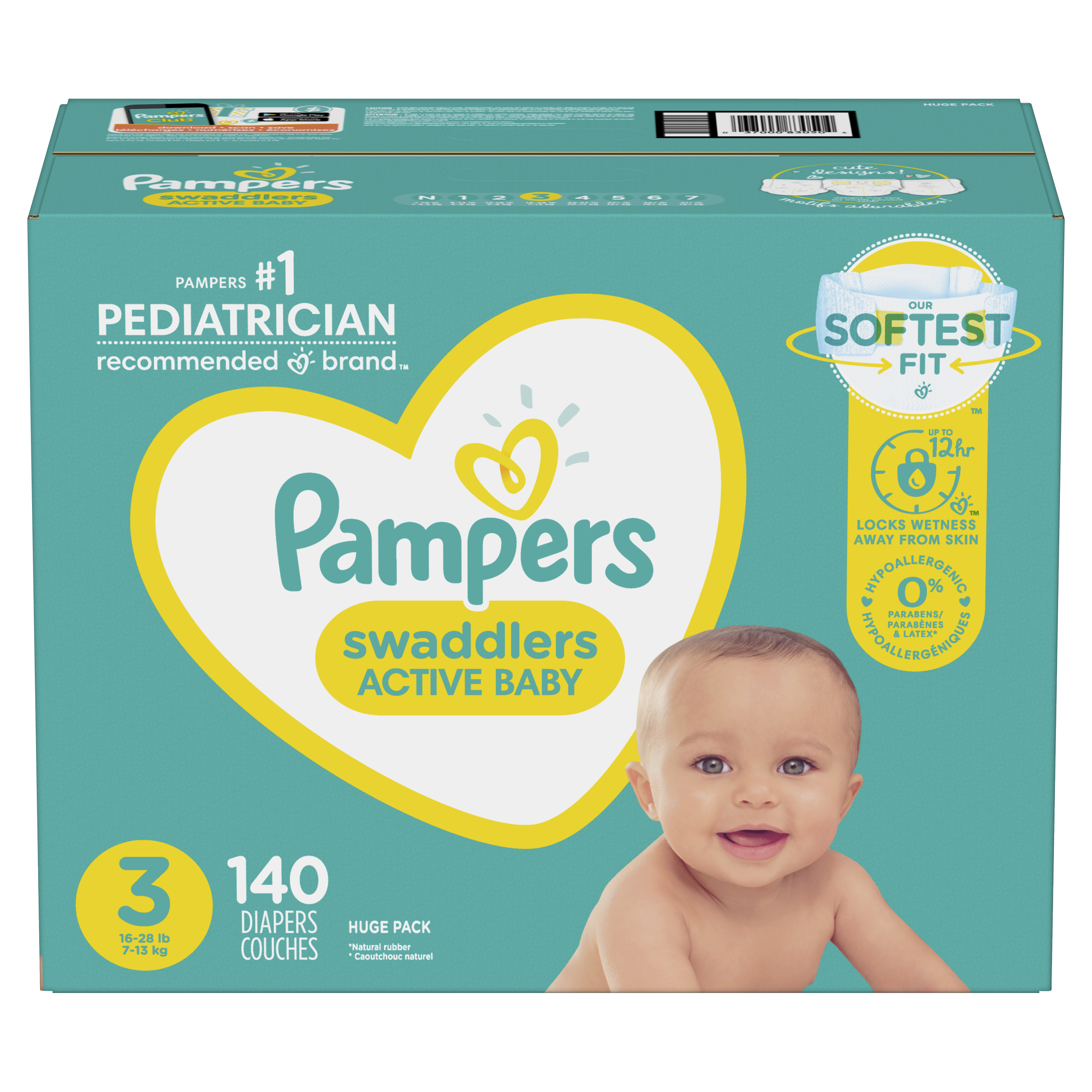 Pampers Swaddlers Active Baby Diapers, Size 3, 140 Count - Walmart.com