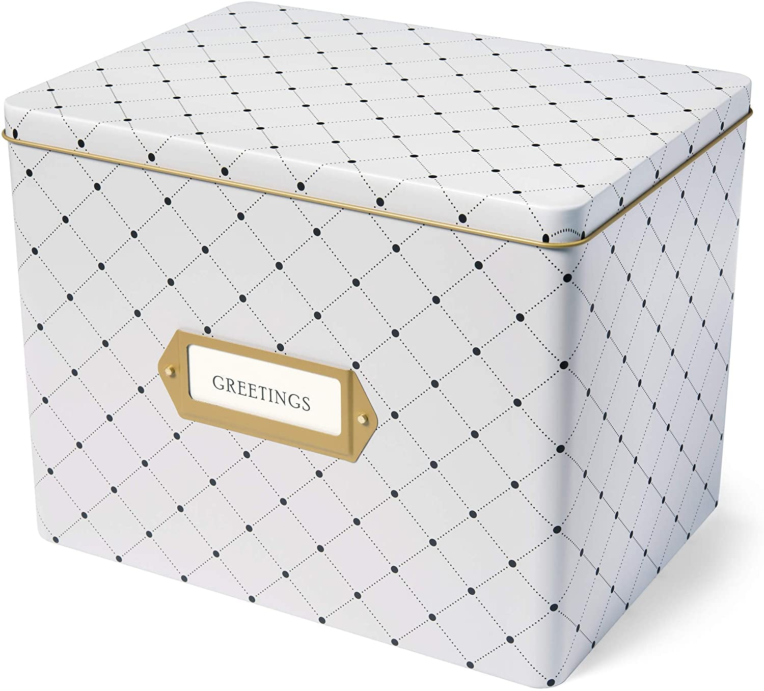 Jot & Mark Greeting Card Organizer Tin Box with Tabbed Dividers (Dots