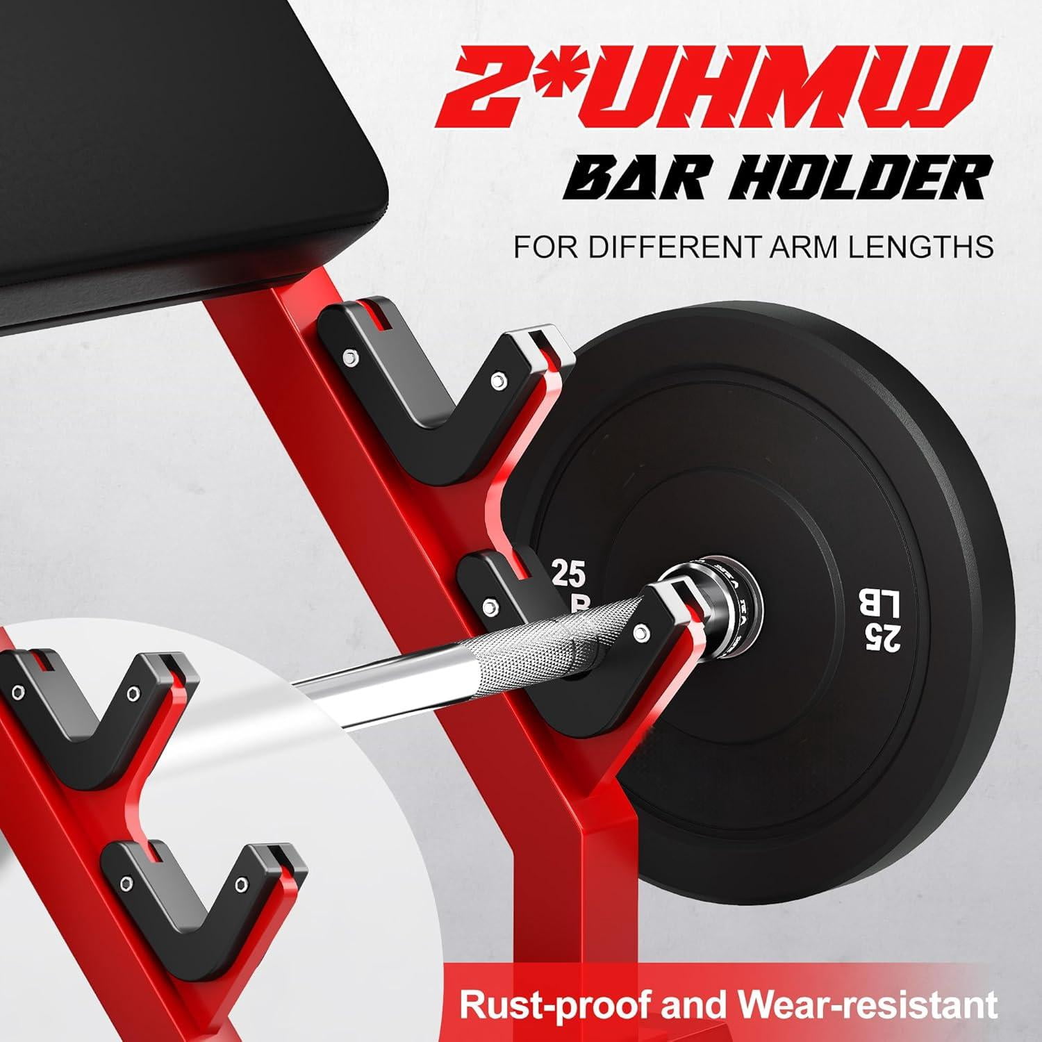 Preacher Curl Bench,Seated Arm Isolated Barbell Dumbbell Bicep Station for Arm Workout,Adjustable Bicep Curl Machine with 2 Bar Holders for Home Gym