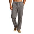 thumbnail image 2 of Cotton Linen Pants for Men Baggy Elastic Drawstring Joggers Trouser Summer Casual Lightweight Breathable Beach Pants, S, 2 of 6