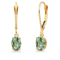 Gem Stone King 14K Yellow Gold Green Sapphire Earrings for Women | 1.10 Cttw | Gemstone September Birthstone | Oval 6X4MM
