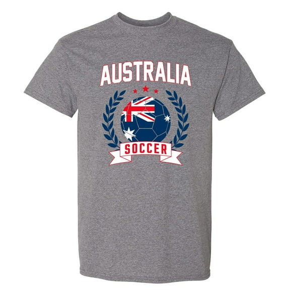 Australia Soccer Laurel - Sports Athletics T Shirt - Small - Sport Grey