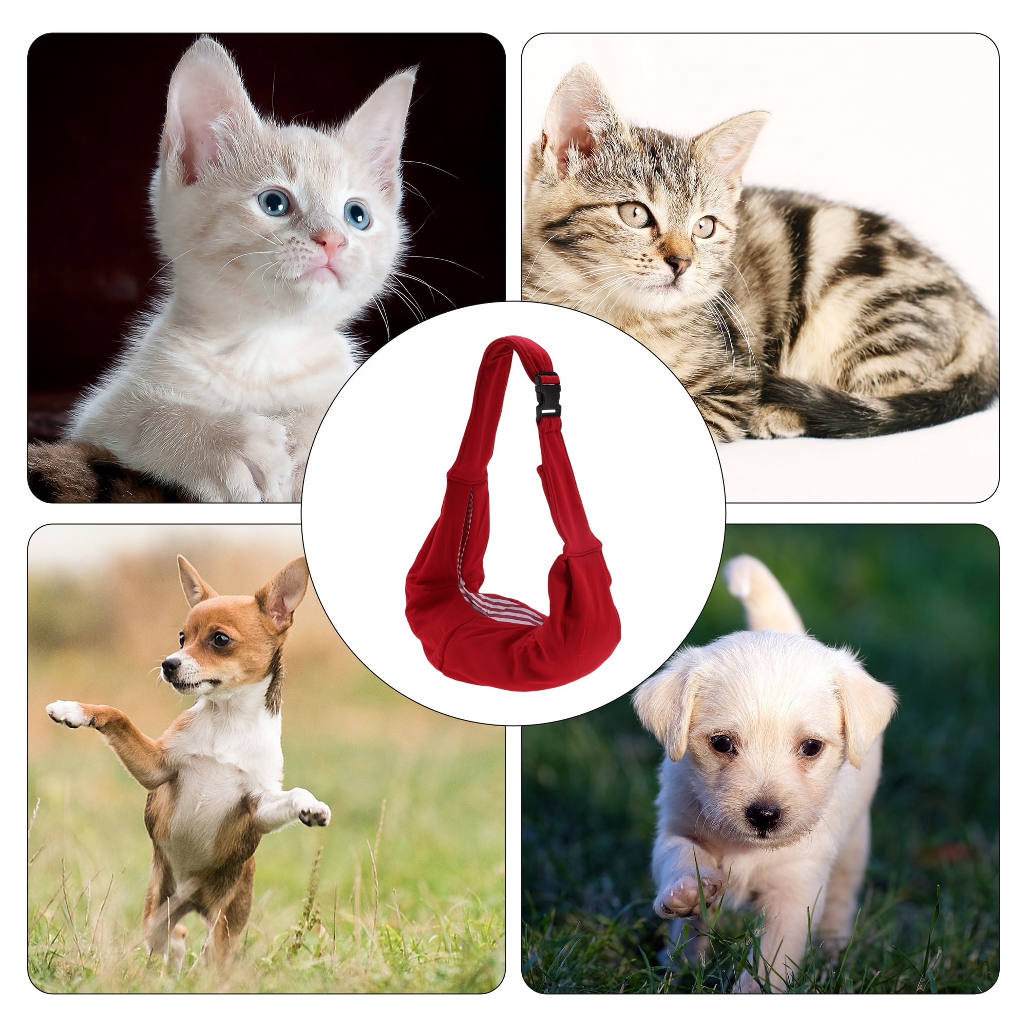 Unique Bargains Pet Sling Carrier Adjustable Pet Sling for Small Dogs Daily Walk Red