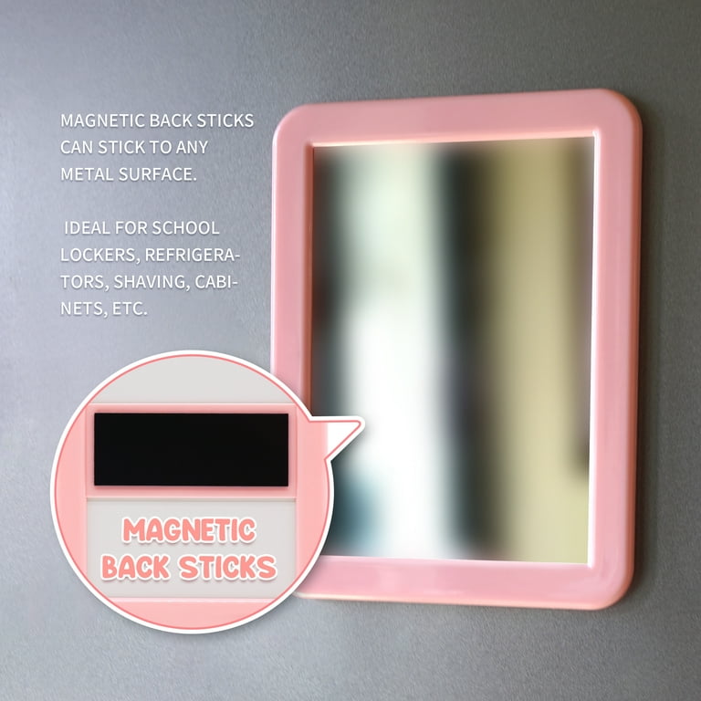 Blossom Light Pink Magnetic Locker Mirror - 5 inch x 7 inch- for School Locker, Bathroom, Household Refrigerator, Locker Accessory, Workshop Toolbox