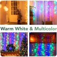 thumbnail image 2 of MAGGIFT 304 LED Curtain String Lights, 9.8 x 9.8 ft, Christmas Window Fairy RGB Color Changing Light 8 Modes & Remote, Backdrop for Indoor Outdoor Bedroom Wedding Decoration, Warm White & Multicolor, 2 of 7