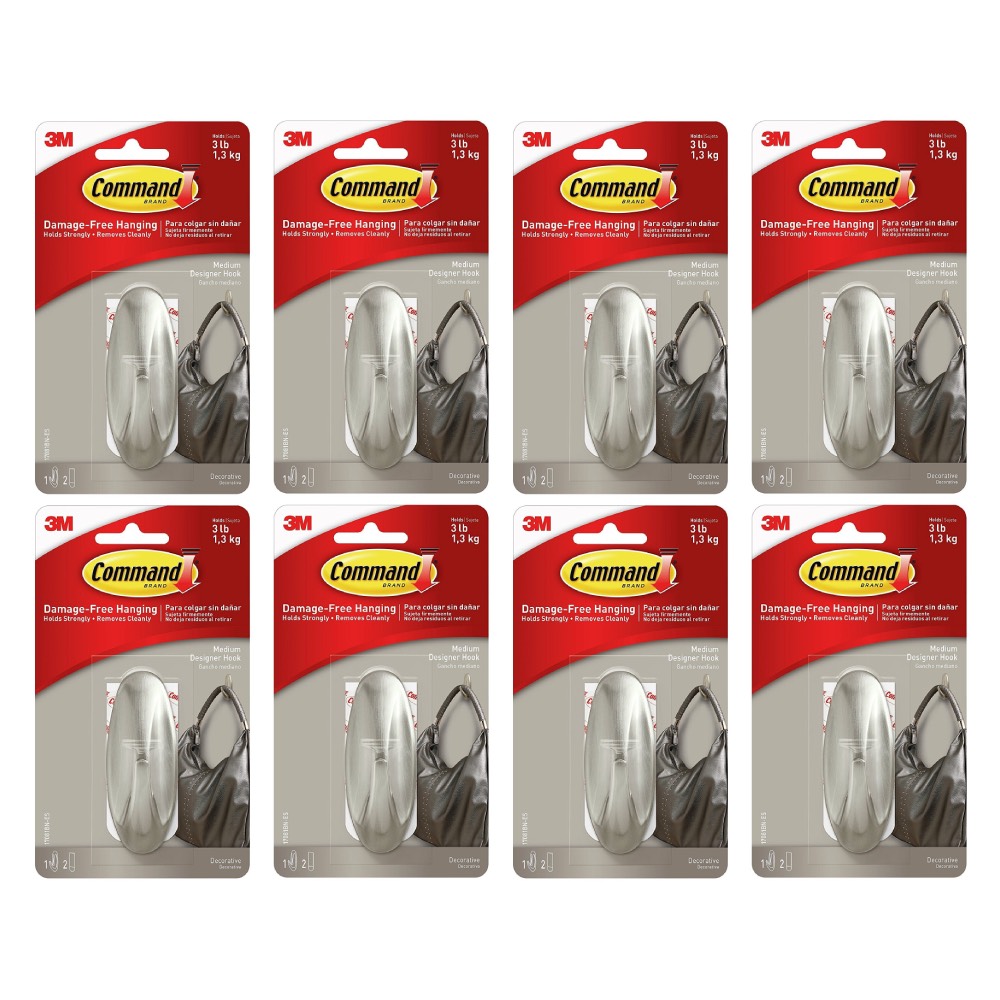 3M 17081 Command Medium Hook Decorative Designer Hook Hanger Holds 3