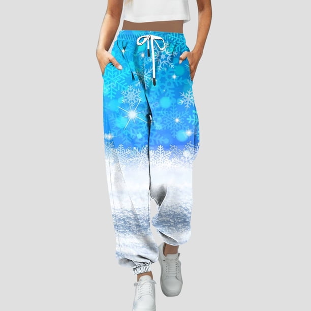 WILLBEST Pantalones Casuales de Cintura Alta para Mujer, Deportivos, Fitness, con Estampado Navideño y Bolsillo En La Cintura, Ropa Deportiva Cómoda. Grande