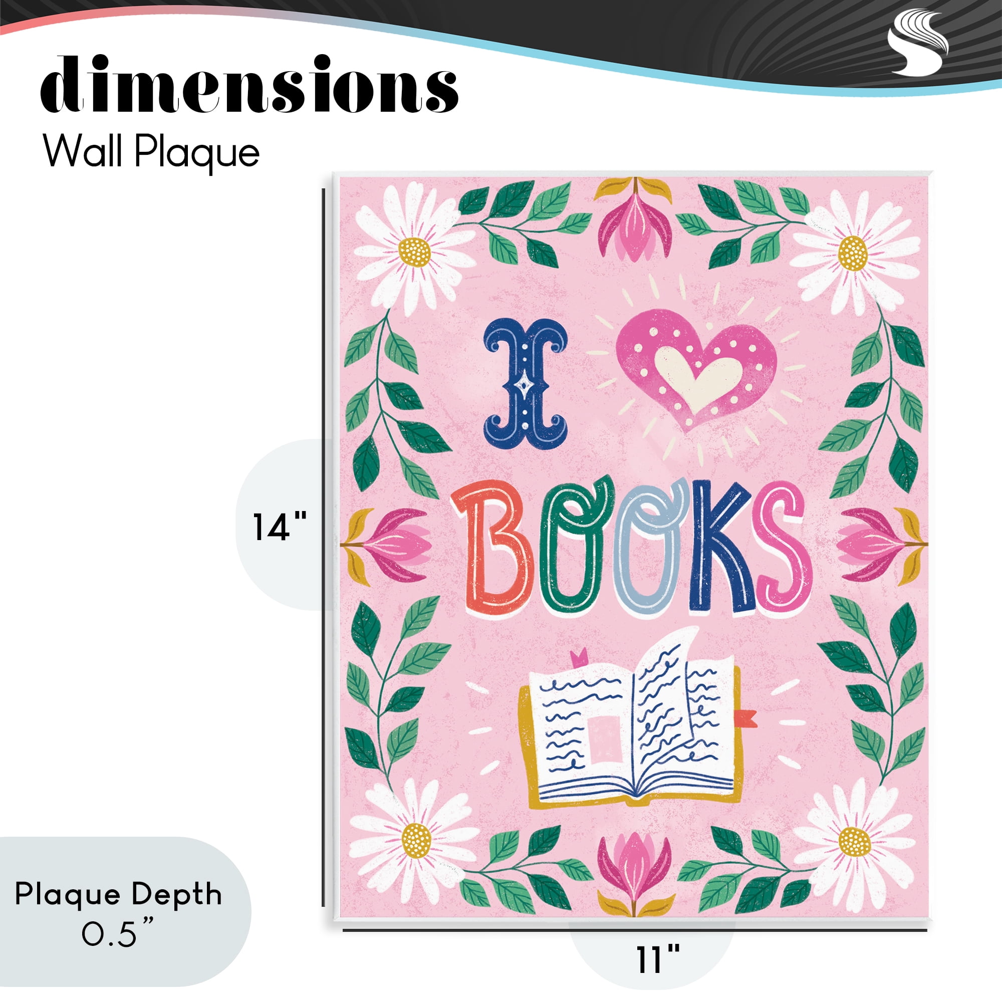 Stupell Industries Floral I Love Books Wall Plaque Art, design by Vanessa Stoilova