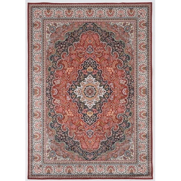 Linon Eclipse Sanlin Woven Polyester 5'x7' Rug in Red