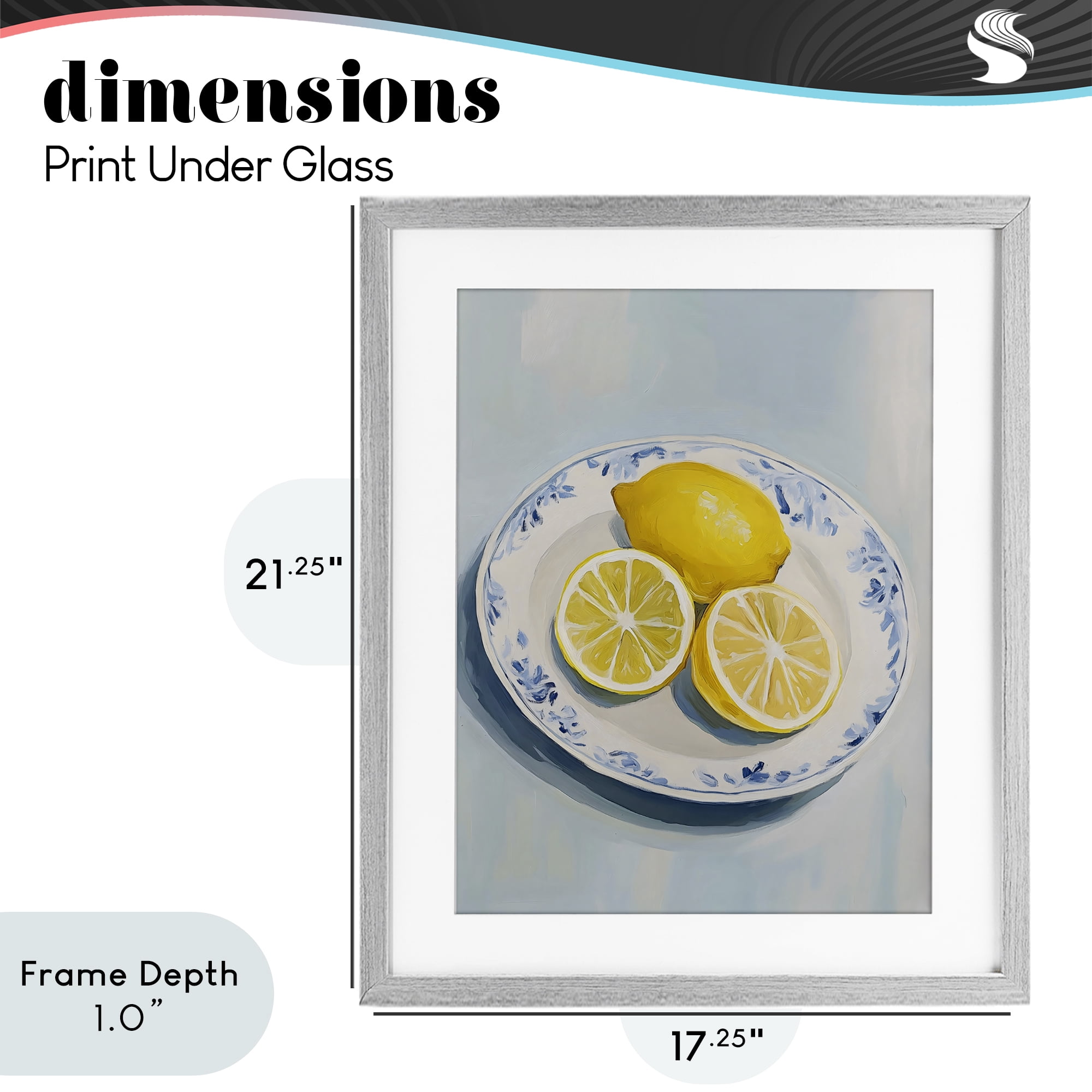 Stupell Industries Plate of Juicy Lemons Gray Framed Print Under Glass, design by The Prints Vibe