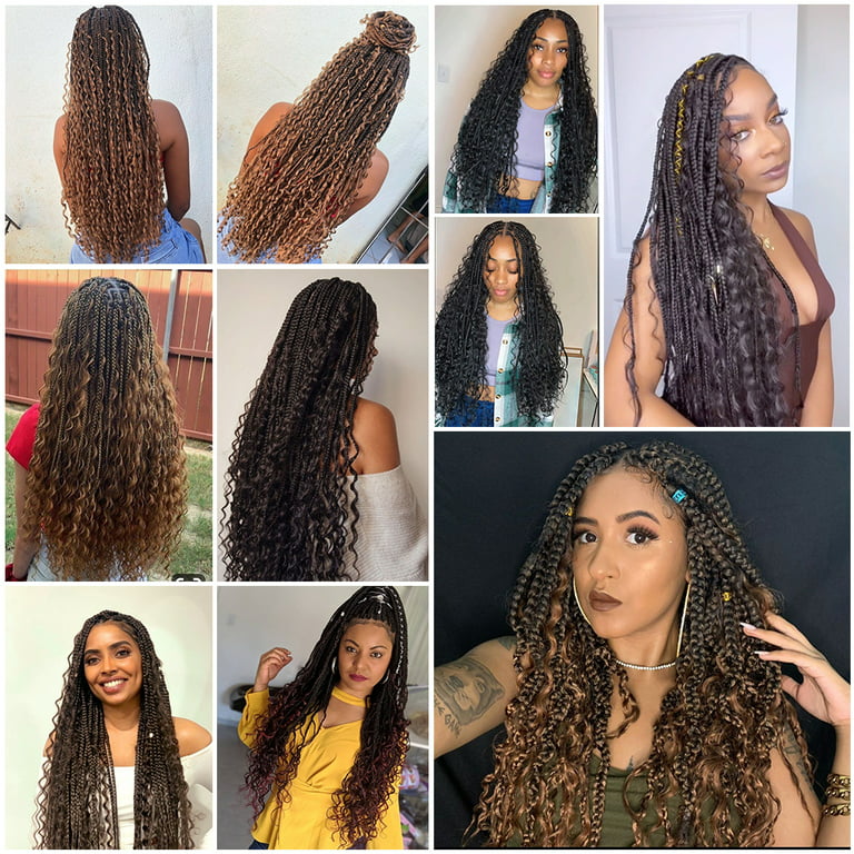 Braided Wigs for Black Women Bohemian Crochet Hair Boho Box Braids
