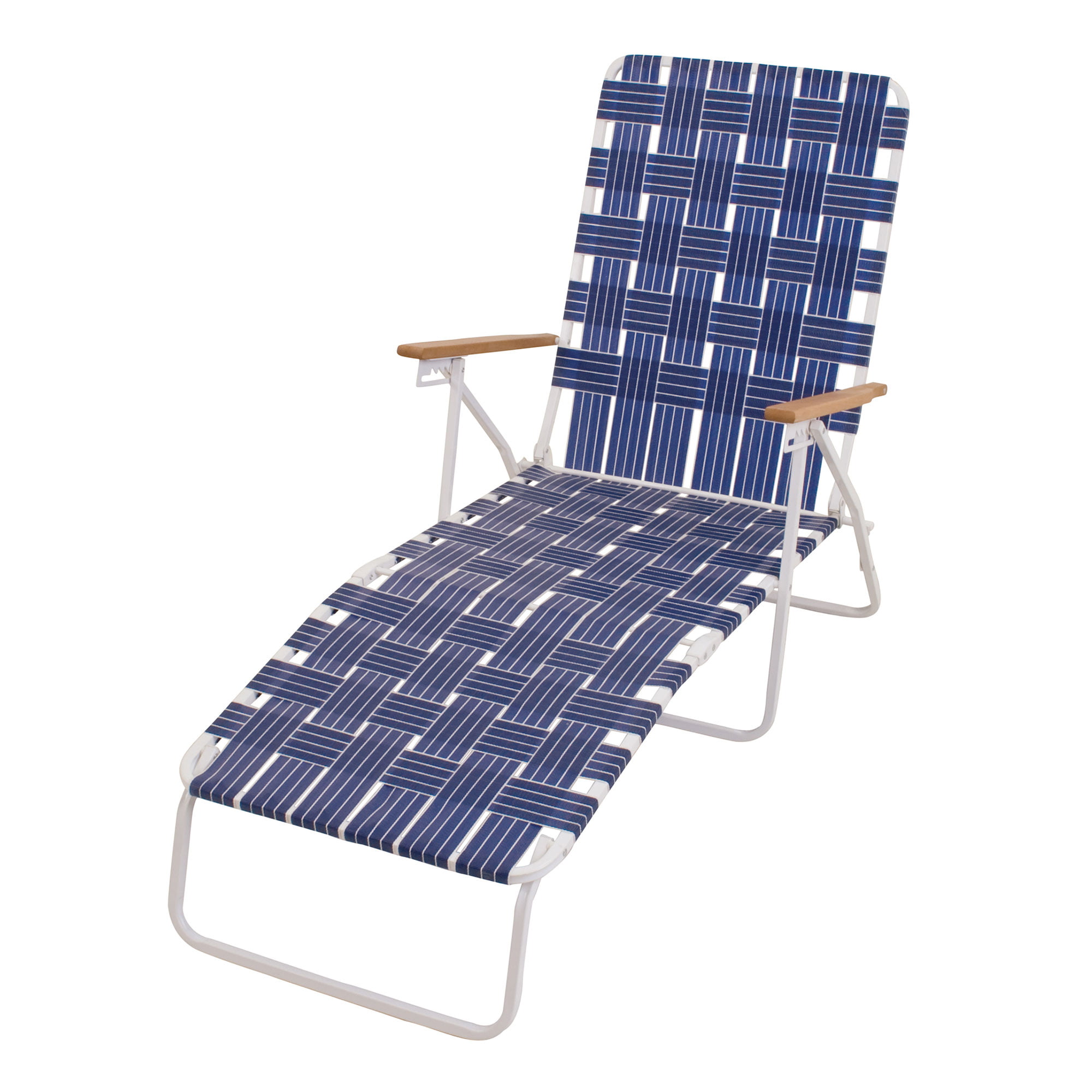 Folding Wooden Deckchair Garden Beach Seaside Deck Chair Blue up to 110 kgs 