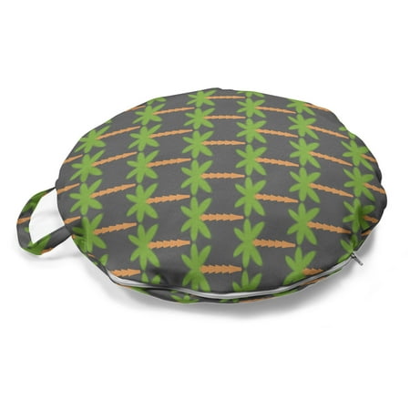 

Exotic Round Floor Cushion with Handle Illustration of Tropical Palm Trees Hawaiian Nature Elements Decorative Pillow for Living Room & Dorms 18 Round Grey Lime Green by Ambesonne