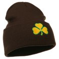 thumbnail image 5 of St.Patrick's Day Clover Embroidered Long Beanie - Brown OSFM, 5 of 5
