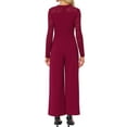 thumbnail image 3 of INSPIRE CHIC Party Jumpsuits for Women's Elegant Crew Neck Mesh Lace Sleeve Loose Wide Leg Romper XL Burgundy, 3 of 5