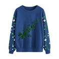 thumbnail image 4 of Women Casual Sweatshirts Long Sleeve Loose Crew Neck T-Shirts Spring Winter Pullover Tops Blue S, 4 of 5
