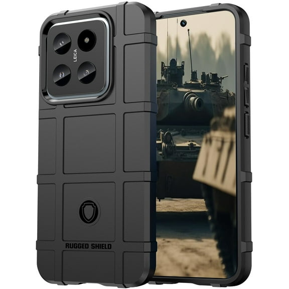 CCSmaller for Xiaomi 14 Case for Man, Heavy Duty Protection Shockproof Phone Case Support Wireless Charging Cover for Xiaomi 14 HD Black