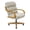 Beige, Chestnut, variant on Chromcraft Swivel-Tilt Dining Chairs on Casters, Chestnut Solid Wood Accents, Textured Bronze Pedestal Base, Rumley Galaxy Upholstery, set of 1