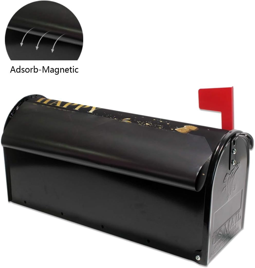 Champagne Bottle Uncorked in New Year Magnetic Mailbox Cover Oversized for Garden Yard Outdoor Decorations-25.5" x20.8