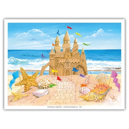 Sand Castle - Paradise Ocean View - From an Original Color Painting by Scott Westmoreland - Master Art Print (Unframed) 9in x 12in