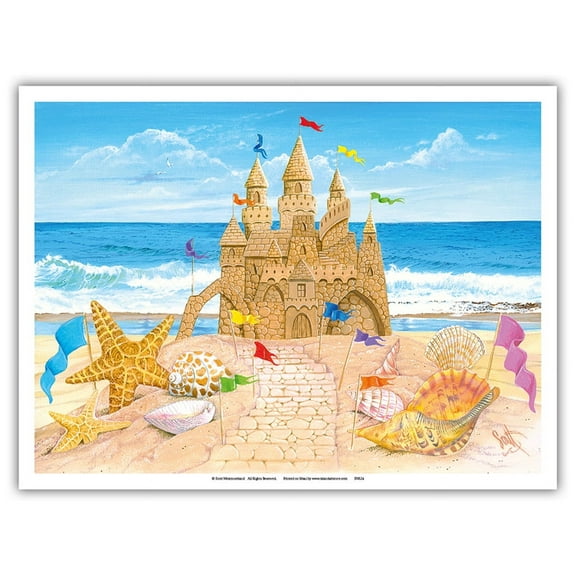 Sand Castle - Paradise Ocean View - From an Original Color Painting by Scott Westmoreland - Master Art Print (Unframed) 9in x 12in