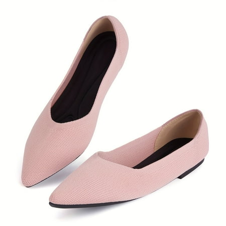 KINODAY Pointed Toe Womens Flat Shoes Knitted Super Soft Comfortable Flat Shoes Ballet Shoes Formal Shoes