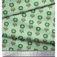 thumbnail image 3 of Soimoi Moss Georgette Fabric Leaves & Floral Block Print Sewing Fabric Yard 42 Inch Wide, 3 of 3