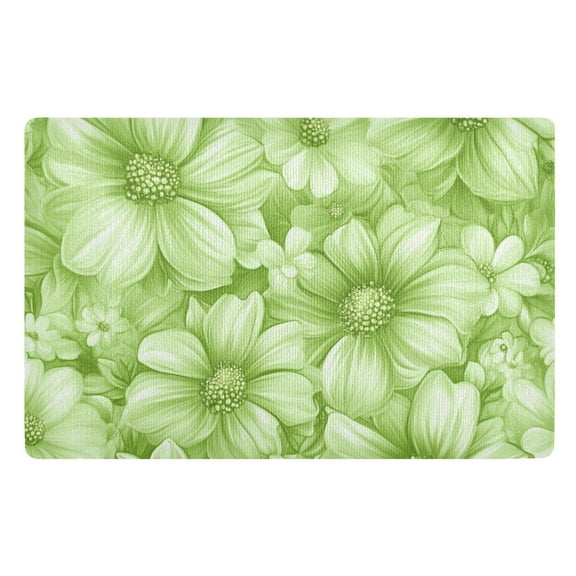 Light Green Flowers Floor Door Mat Outdoor Indoor for Home Entrance Welcome Mats 32"x20"