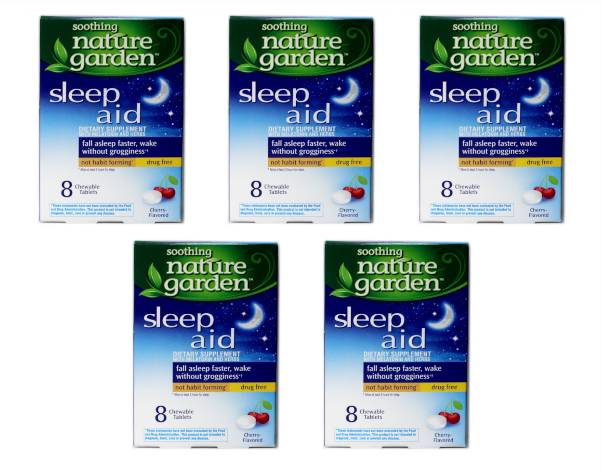 Soothing Nature Garden Sleep Remedy Chewable Tablets, 8 Count - Pack of 5