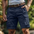 thumbnail image 2 of Fanxing Men's Pockets Cargo Shorts Below Knee Twill Long Shorts Work Short with Multi-Pockets Men Shorts 9 Inch Inseam Capri Pants （No Belt） Navy,XXXL, 2 of 6