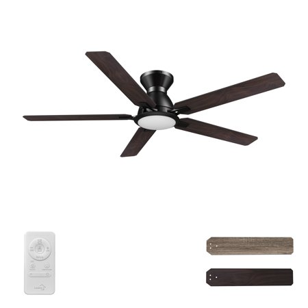 

CARRO Livingston 52-inch Indoor Ceiling Fan with Remote Dimmable LED Light Kit & Reversible DC motors. - N/A Black Walnut/Wooden