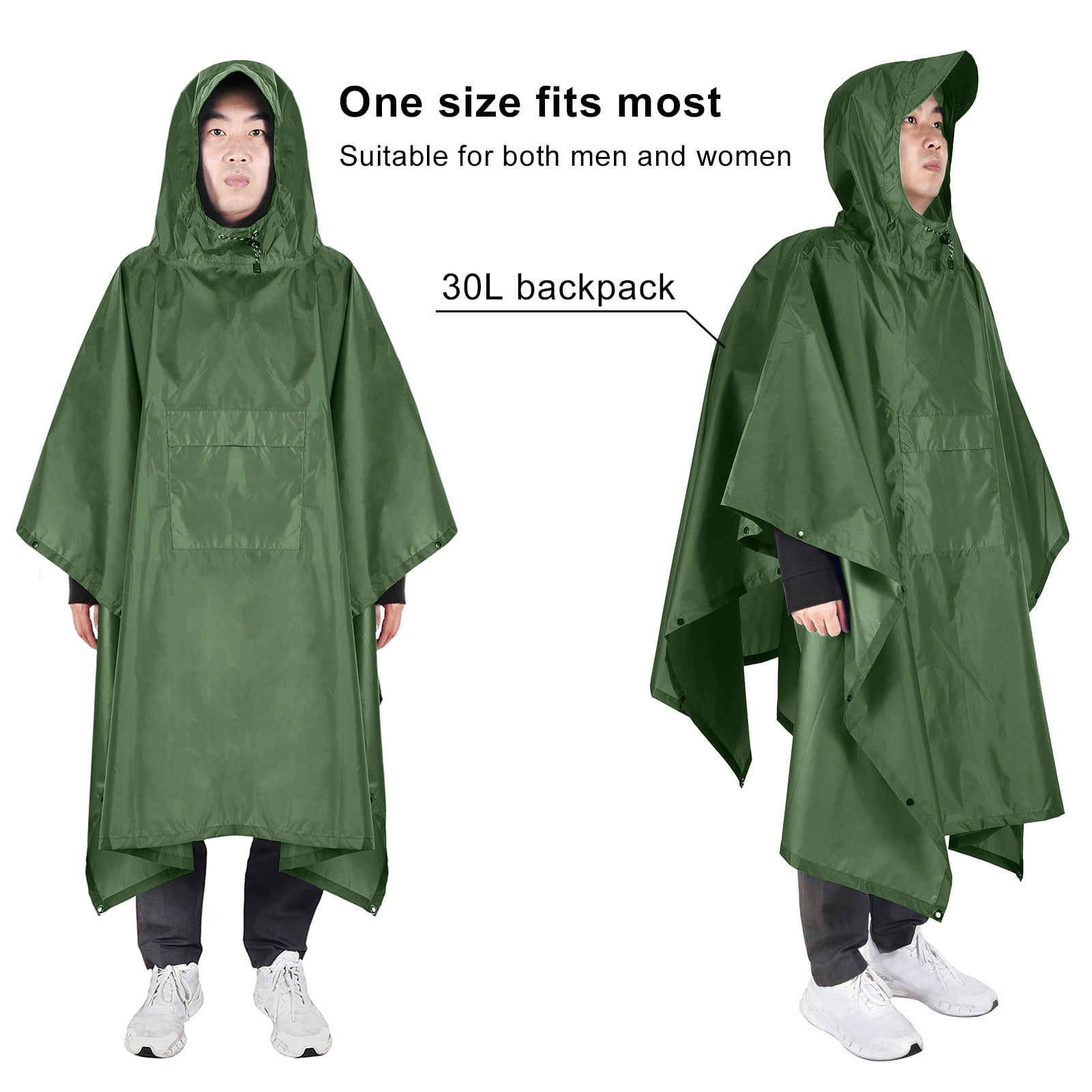 TOMSHOO Rain Poncho, Raincoat, Waterproof Camping Tent, Tarpaulin