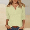 thumbnail image 2 of Harpily Clearance Women's Sweaters 3/ Sleeve Tops For Women Summer Notched V Neck Plain T Shirts Casual Cute Three Quarter Length Blouses, 2 of 5