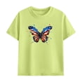 thumbnail image 4 of Kids 4th of July Outfit Kids Boys Girls Green Butterfly American Flag Print 2 Piece T Shirt Shorts Set Patriotic Summer Clothes,Size 11 T, 4 of 9