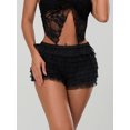 thumbnail image 4 of Women Y2k Ruffle Lace Shorts Summer Elastic Waist Layered Slim Fit Casual Mini Shorts Club Streetwear, 4 of 7