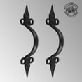 thumbnail image 2 of Renovators Supply Ornate Door Pull Handle Black Wrought Iron 10 1/2 in. Antique Vintage Rustic Spear Tip Design Door Handle Powder Coated Finish w/Screws Pack of 2, 2 of 7