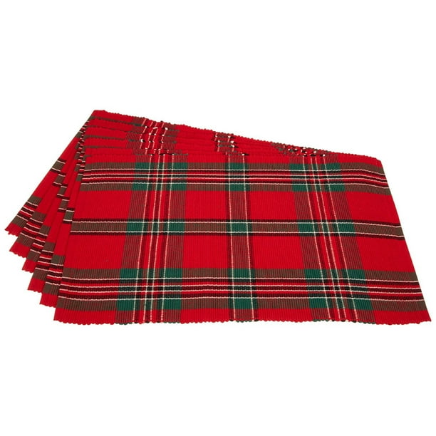 Design Imports Holiday Plaid Placemats, Set of 6