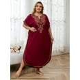 thumbnail image 2 of Edolynsa Plus Size Moroccan Kaftan Dress for Women Embroidery Caftan Tunic Maxi Beach Dresses Bathing Suit Cover up Sleepwear, 2 of 9