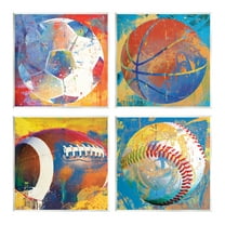 Stupell Industries Collaged Urban Sports Balls Graphic Art Unframed Art Print Wall Art, Set of 4, Design by Savannah Miler