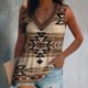 thumbnail image 2 of Blusa sin mangas con cuello en V para mujer de moda Camiseta con estampado retro étnico Tops sueltos Fridja qr5212, 2 of 8