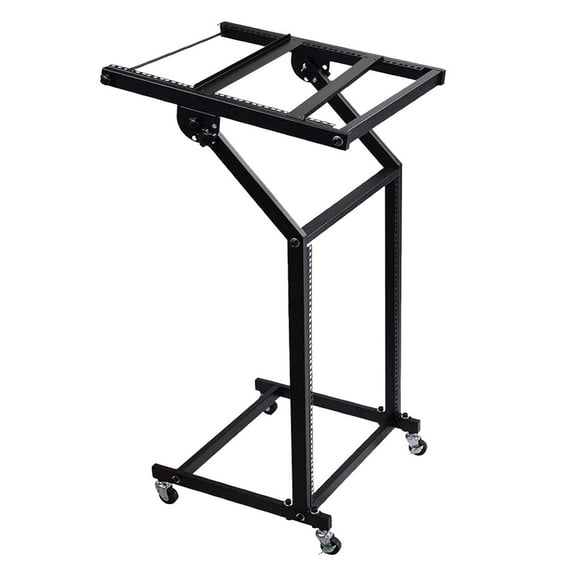 5Core DJ Mixer Stand 12U Adjustable Rack Mount Rolling Stage Cart Pro Audio Studio Equipment w Wheel