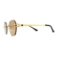 thumbnail image 4 of Mens Luxury Victorian Engraving Rimless Rounded Rectangle Sunglasses Gold Solid Brown, 4 of 4