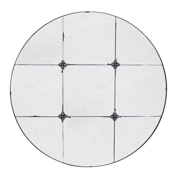 D36" Traditional Decor Style Round Antique Glass Wall Mirror, Wall Decor for for Bathroom Entryway Console Lean Against Wall