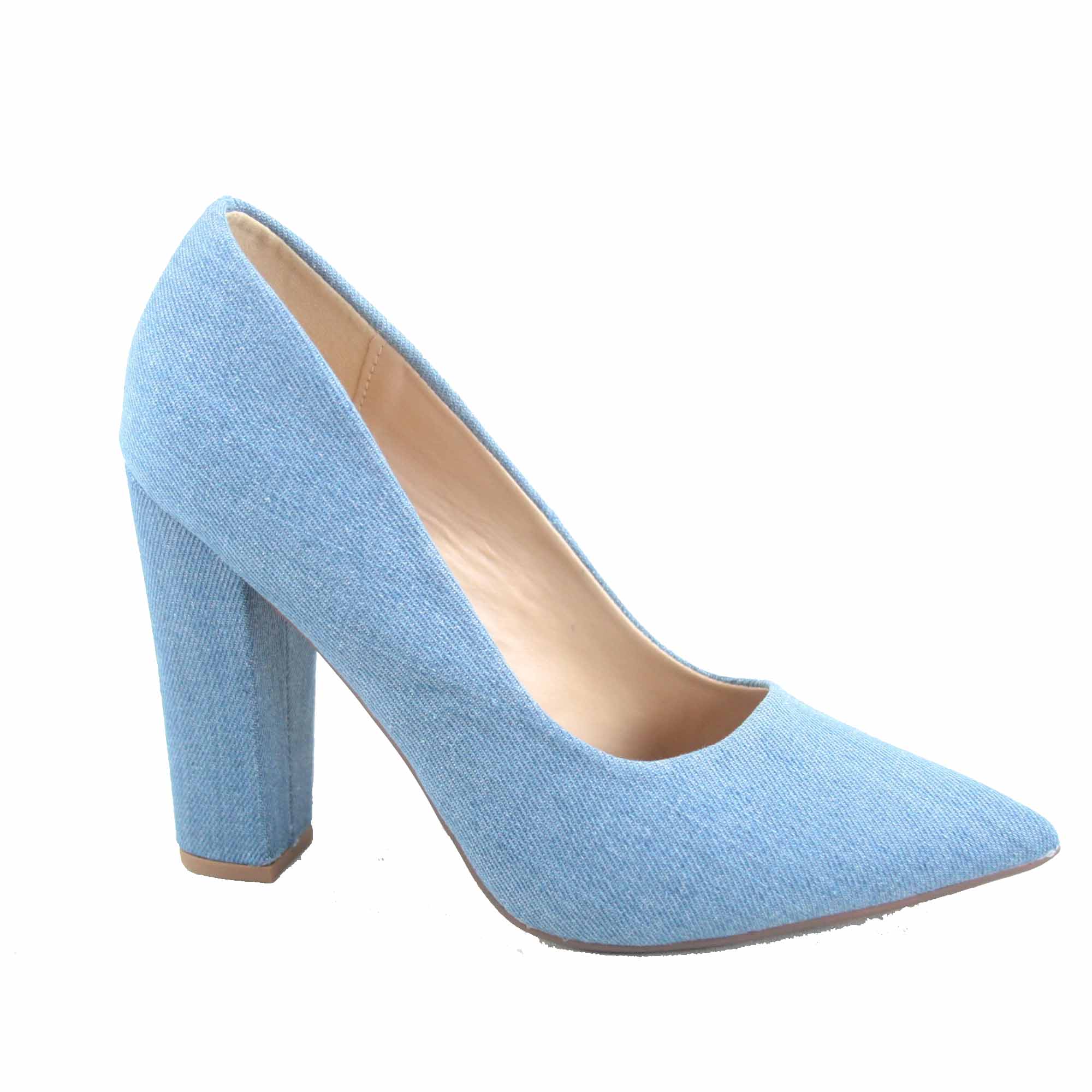 Ogden Women's Slip On Chunky High Heel Pointed Toe Pump Heels Shoes