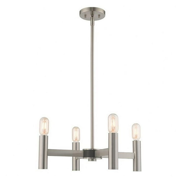 Modern Farmhouse Four Light Chandelier-Brushed Nickel Finish Bailey Street Home 218-Bel-3110288