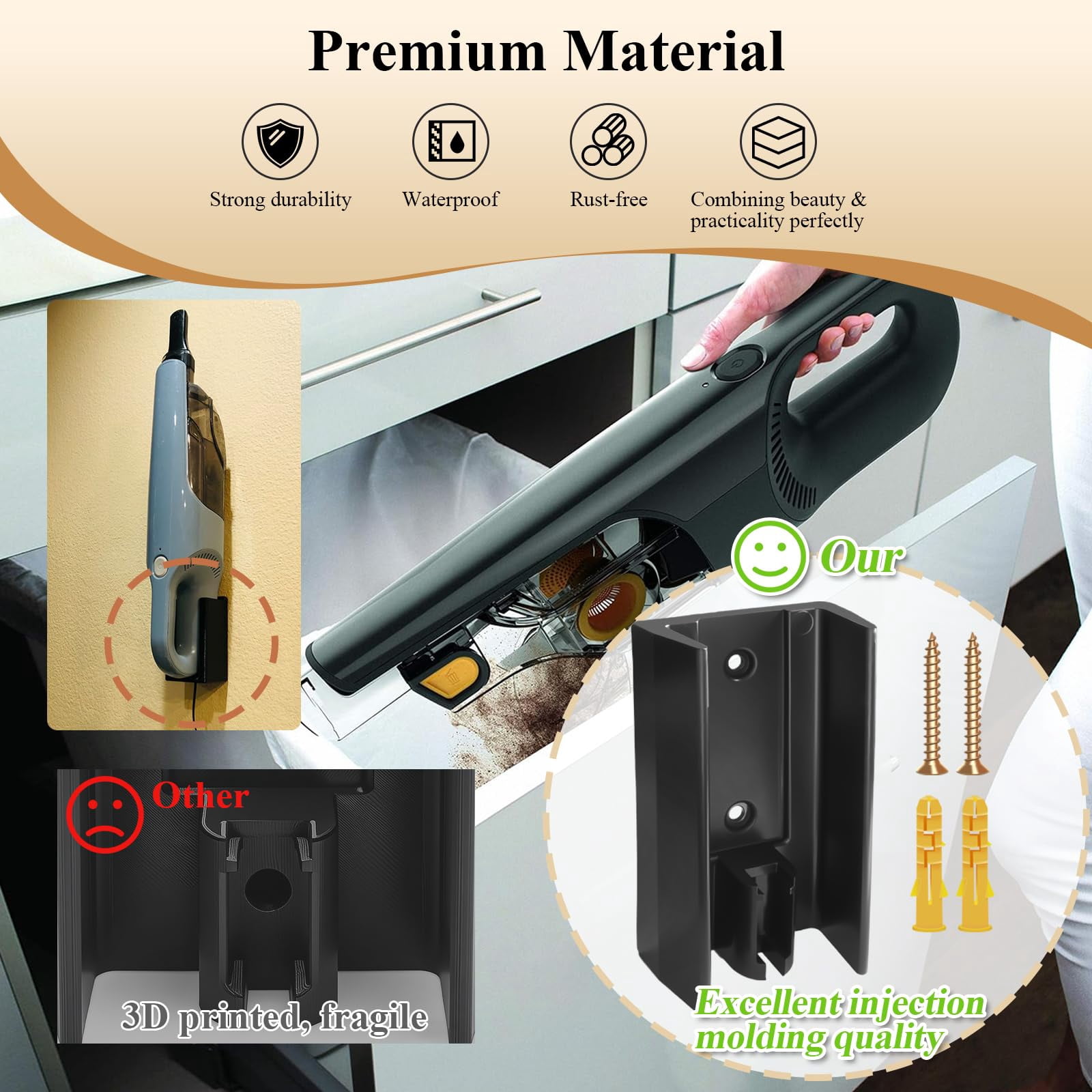 1 Pc Wall Mount Vacuum Holder, Charging Dock, Fit for Shark Ultra Cyclone Handheld Vacuum Model CH951, with Screws & Drywall Anchors, Mounts Easily to the Wall, Save Space & Reduce Clutter