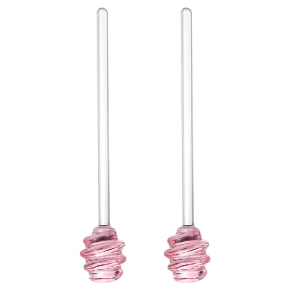 Uxcell 2 Pcs Varita de Mezcla de Miel de Vidrio, 7" Diseño en Espiral, Varita para Miel Sin Goteo, Accesorio de Cocina para Mermelada, Jarabe y Bebidas, Rosa