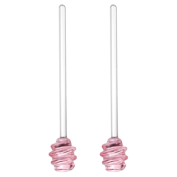 Uxcell 2 Pcs Varita de Mezcla de Miel de Vidrio, 7" Diseño en Espiral, Varita para Miel Sin Goteo, Accesorio de Cocina para Mermelada, Jarabe y Bebidas, Rosa