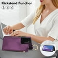 thumbnail image 6 of Allytechgroup for Samsung Galaxy Note 20 Wallet Case, Zipper Pocket Cards Holder RFID Blocking Ring Holder Stand Bumper Shockproof PU Leather Retro Phone Case for Samsung Galaxy Note 20, Darkpurple, 6 of 8