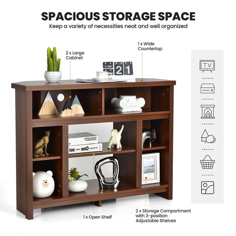Finihen TV Stand, TV Cabinet, Modern Corner TV Stand with Adjustable Shelves for TVs up to 48 Inch, Media Entertainment Center with Storage, for Living Room, Bedroom, Coffee